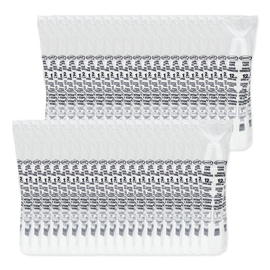 Foam Drink Cups, 12 oz, Squat, White, 1,000/Carton