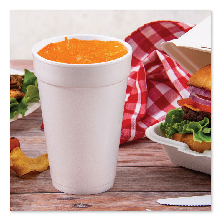 Foam Drink Cups, 16 oz., White, 25/Bag, 40 Bags/Carton