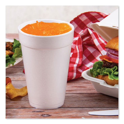 Foam Drink Cups, 16 oz., White, 25/Bag, 40 Bags/Carton