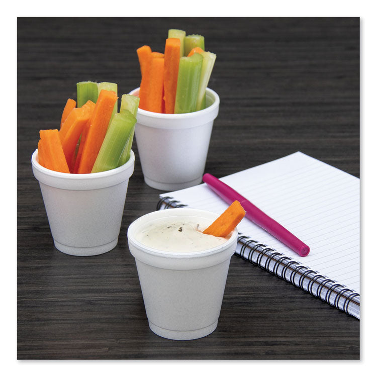 Foam Drink Cups, 4 oz, White, 50/Bag, 20 Bags/Carton