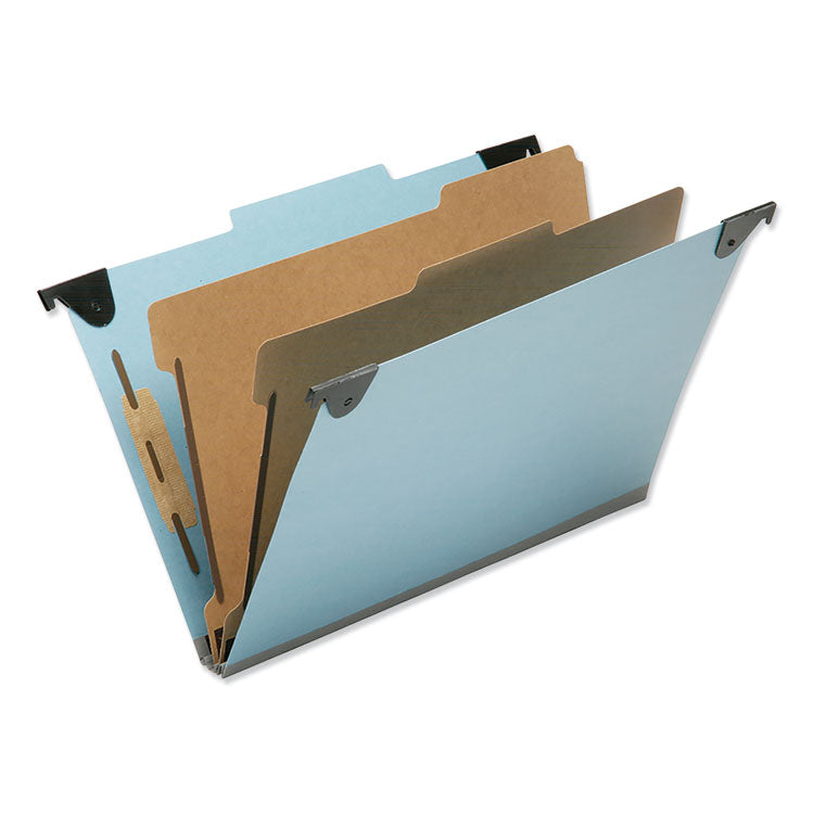 7530016216199, SKILCRAFT Hanging Classification Folders, Legal Size, 2 Dividers, 2/5-Cut Exterior Tabs, Light Blue, 5/Box