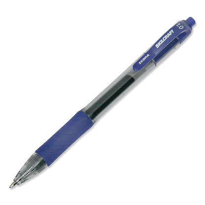 7520016473138, SKILCRAFT Gel Pen, Retractable, Bold 1 mm, Blue Ink, Clear/Blue Barrel, Dozen