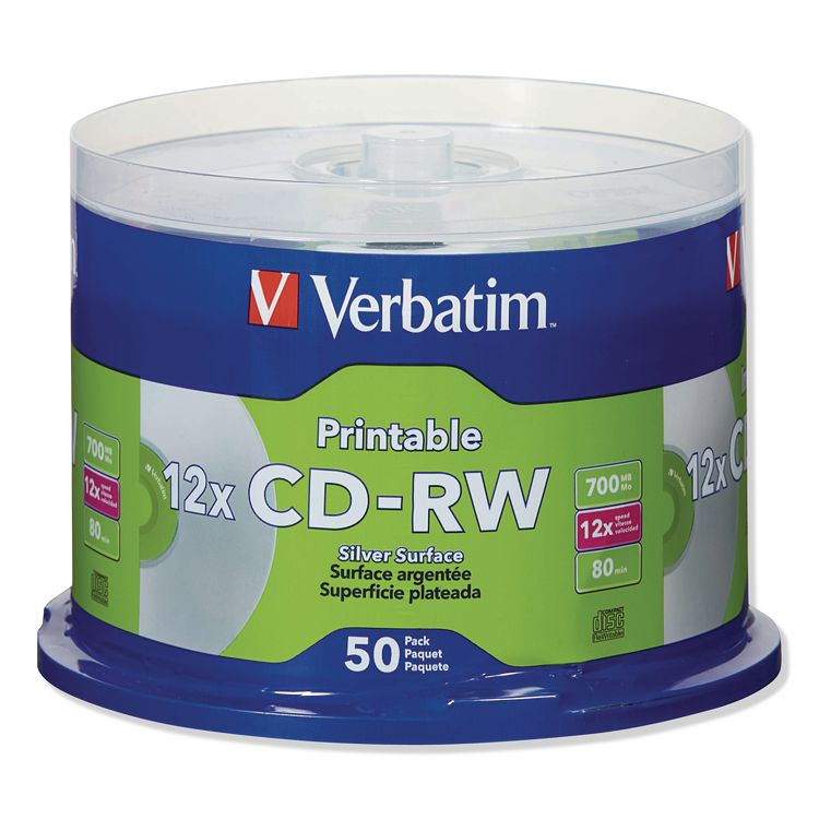 CD-RW DataLifePlus Printable Rewritable Disc, 700 MB/80 min, 12x, Spindle, Silver, 50/Pack