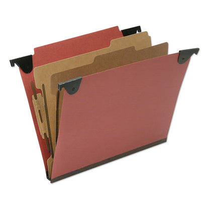 7530016815828, SKILCRAFT Classification Folder, Straight Tab, Expands 2", 2 Dividers, 3 Fasteners, Letter Size, Red, 10/Box