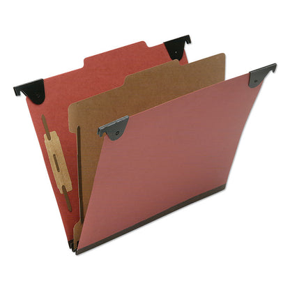 7530016816249, SKILCRAFT Classification Folder, 2/5-Cut Tab, Expands 2", 1 Divider, 4 Fasteners, Letter Size, Red, 10/Box