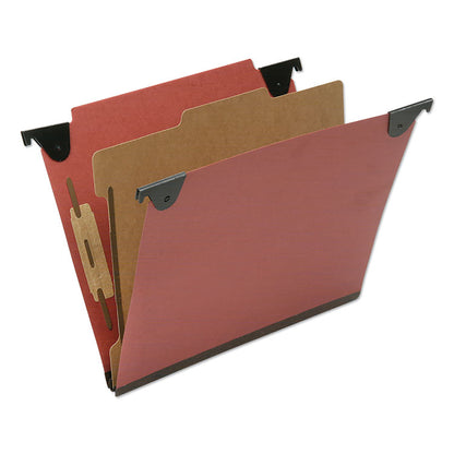 7530016815829, SKILCRAFT Classification Folder, Straight Tab, Expands 2", 1 Divider, 3 Fasteners, Letter Size, Red, 10/Box