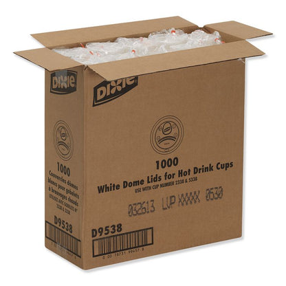 Dome Hot Drink Lids, WiseSize, Fits 8 oz Hot Cups, Plastic, White, 100/Sleeve, 10 Sleeves/Carton