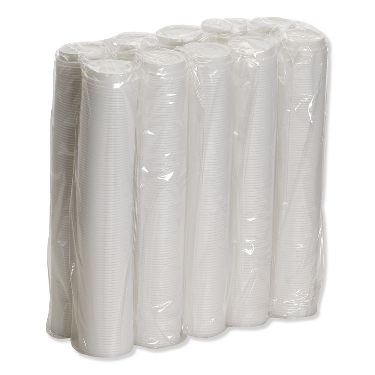 Dome Hot Drink Lids, WiseSize, Fits 8 oz Hot Cups, Plastic, White, 100/Sleeve, 10 Sleeves/Carton