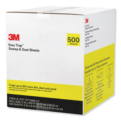Easy Trap Duster Sweep and Dust Sheets, 5" x 125 ft, White, 250 Sheet/Roll, 2 Rolls/Carton