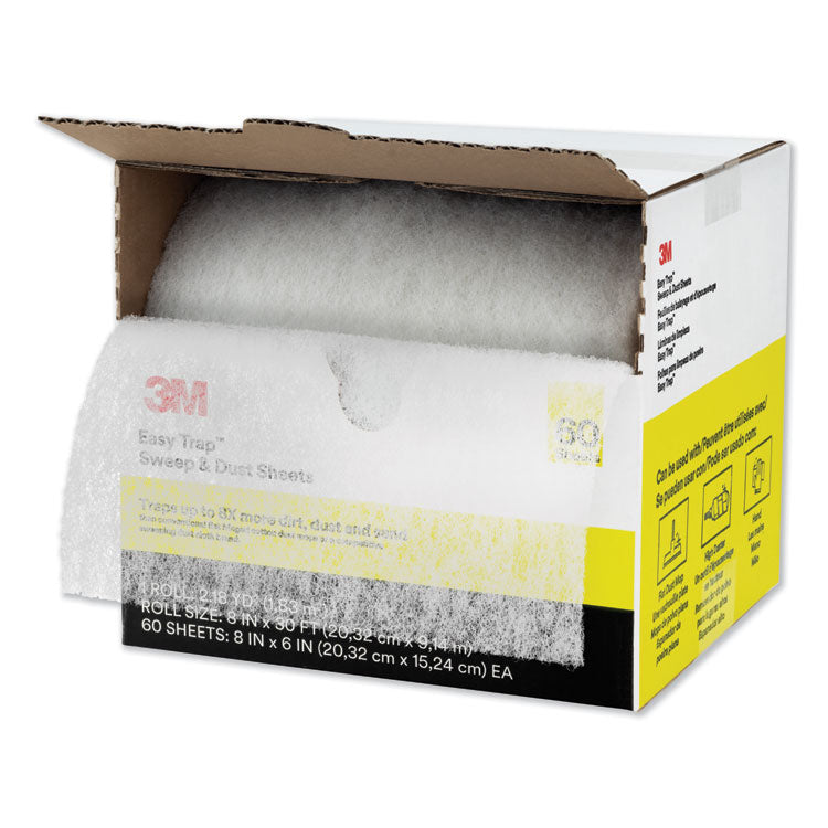 Easy Trap Duster Sweep and Dust Sheets, 8" x 30 ft, White, 60 Sheet Roll