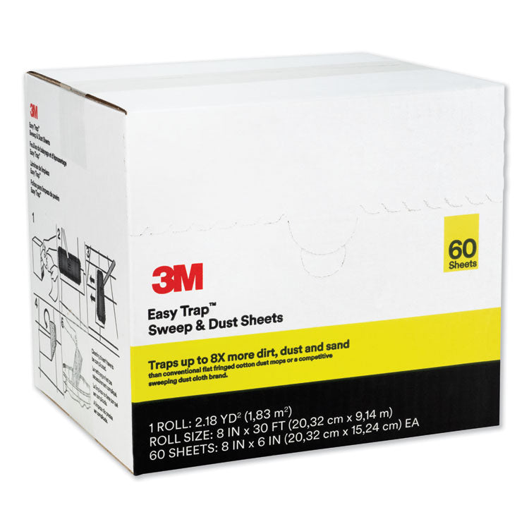 Easy Trap Duster Sweep and Dust Sheets, 8" x 30 ft, White, 60 Sheet Roll