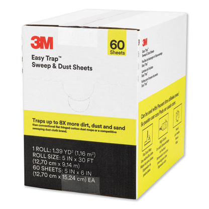 Easy Trap Duster Sweep and Dust Sheets, 5" x 30 ft, White, 60 Sheet Roll/Box