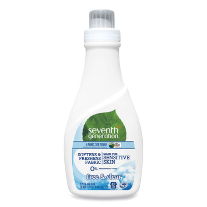 Natural Liquid Fabric Softener, Free and Clear Scent, 42 Loads, 32 oz Bottle, 6/Carton
