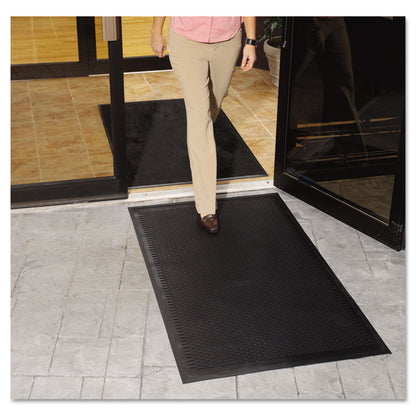 Clean Step Outdoor Rubber Scraper Mat, Black Ribbon Ribbed Polypropylene Surface, 36" x 60"