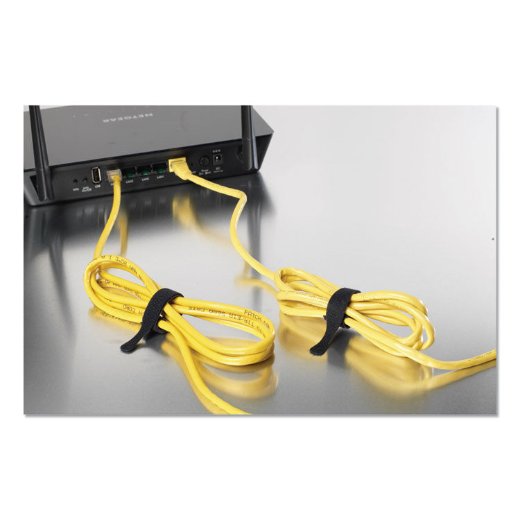ONE-WRAP Pre-Cut Thin Ties, 0.5" x 8", Black/Gray, 50/Pack