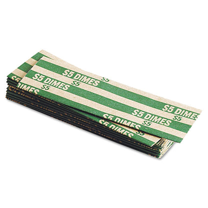 Flat Coin Wrappers, Dimes, Green/Kraft, 1,000/Box