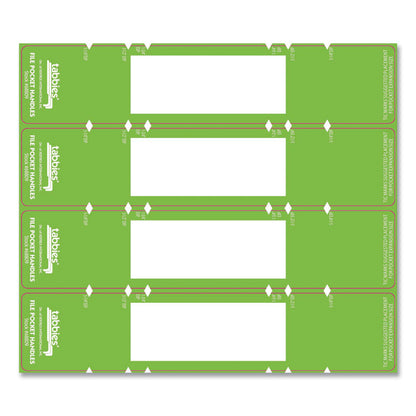 File Pocket Handles, 9.63 x 2, Green/White, 4/Sheet, 12 Sheets/Pack