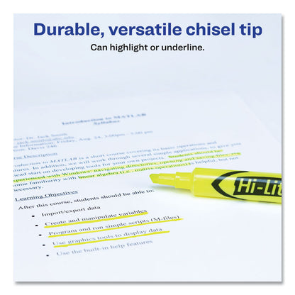 HI-LITER Desk-Style Highlighter Value Pack, Fluorescent Yellow Ink, Chisel Tip, Yellow/Black Barrel, 36/Box