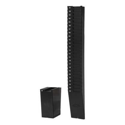 Expanding Time Card Rack for 9" Cards, 25 Pockets, Plastic, Black