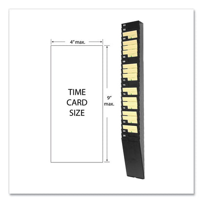 Expanding Time Card Rack for 9" Cards, 25 Pockets, Plastic, Black