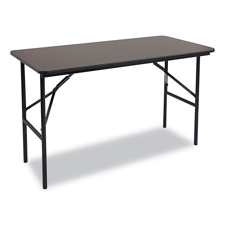 OfficeWorks Classic Wood-Laminate Folding Table, Straight Legs, Rectangular, 48" x 24" x 29", Walnut
