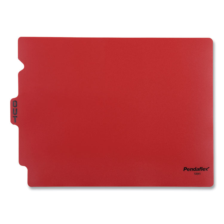 Colored Poly End Tab "Out" Guides, 1/3-Cut: Center Position, For Letter Size Files, Red, 50/Box