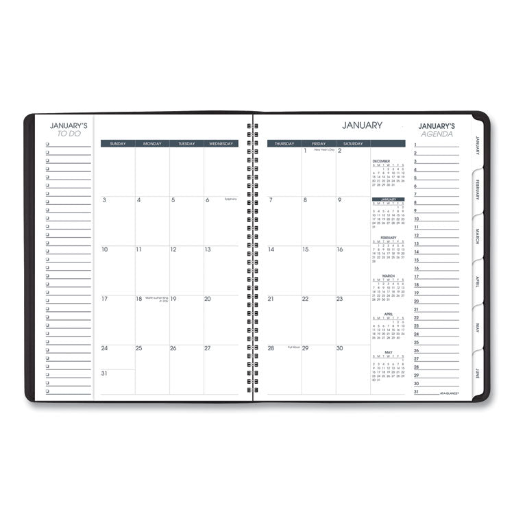 Triple View Weekly Vertical-Column Format Appointment Book, 11 x 8.25, Black Cover, 12-Month (Jan to Dec): 2026