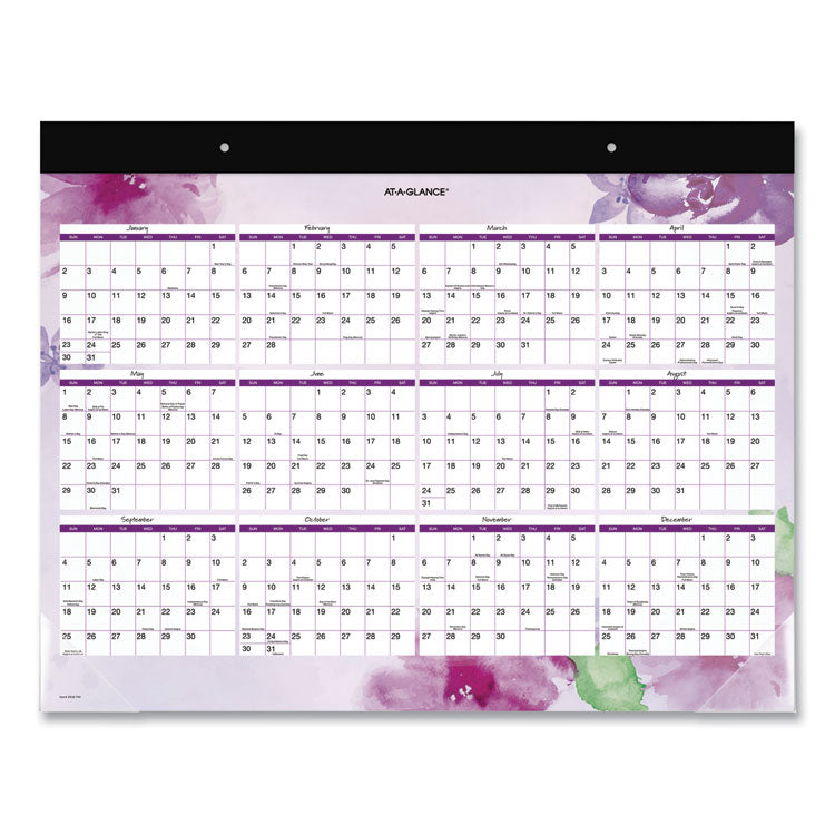 Beautiful Day Desk Pad Calendar, Floral Artwork, 21.75 x 17, Assorted Color Sheets, Black Binding, 12-Month (Jan-Dec): 2026
