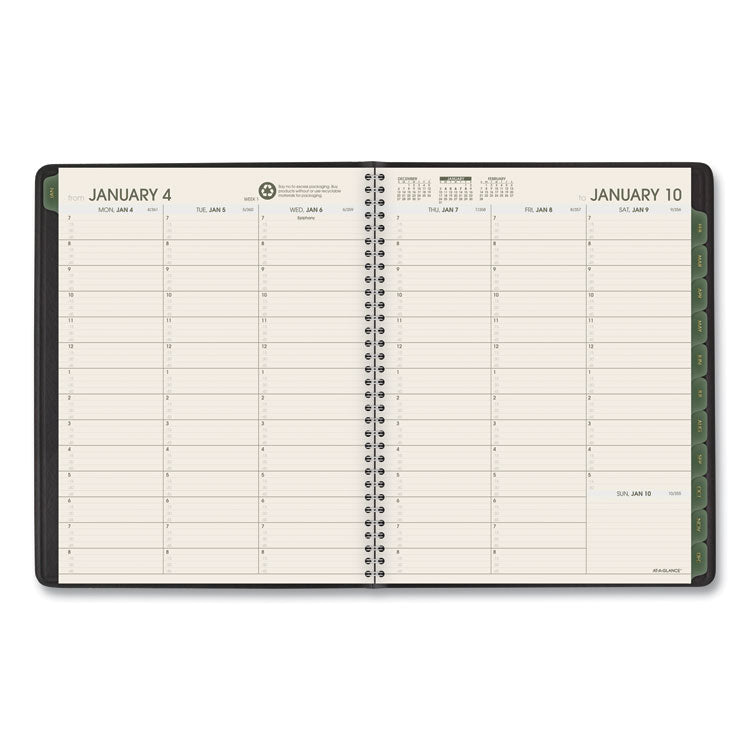 Recycled Weekly Vertical-Column Format Appointment Book, 8.75 x 7, Black Cover, 12-Month (Jan to Dec): 2026