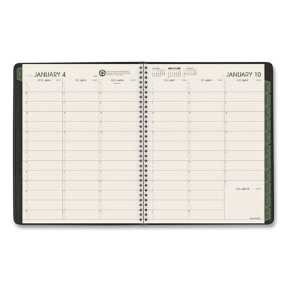 Recycled Weekly Vertical-Column Format Appointment Book, 8.75 x 7, Black Cover, 12-Month (Jan to Dec): 2026