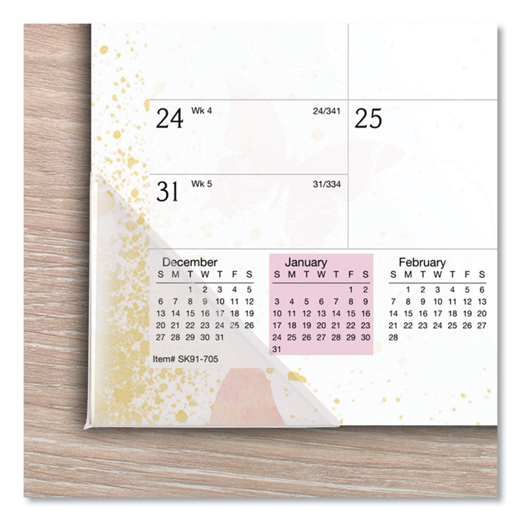 Watercolors Monthly Desk Pad Calendar, Butterfly Artwork, 17.75 x 11, White Sheets, Purple Binding, 12-Month (Jan-Dec): 2026