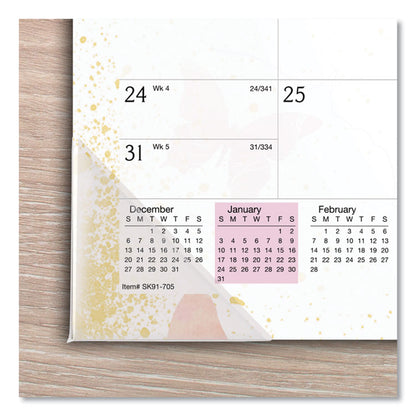 Watercolors Monthly Desk Pad Calendar, Butterfly Artwork, 17.75 x 11, White Sheets, Purple Binding, 12-Month (Jan-Dec): 2026