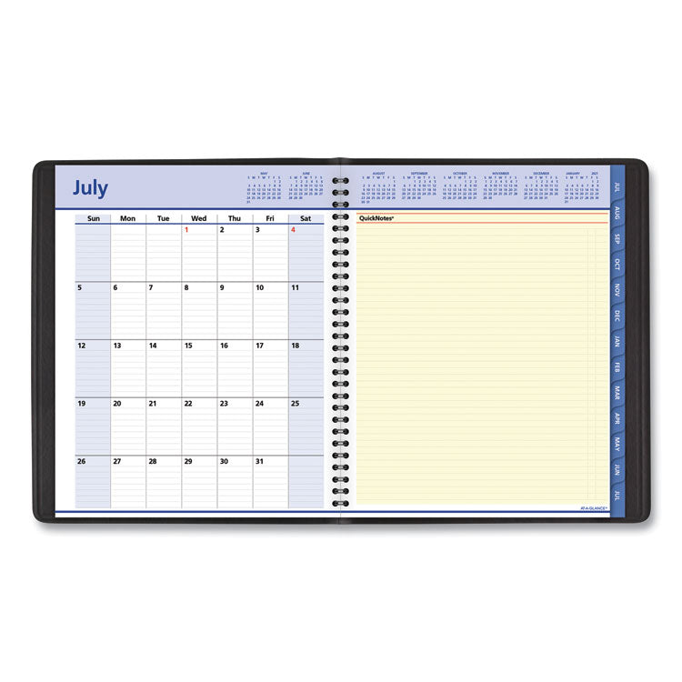 QuickNotes Weekly/Monthly Planner, 10 x 8, Black Cover, 12-Month (July to June): 2025 to 2026