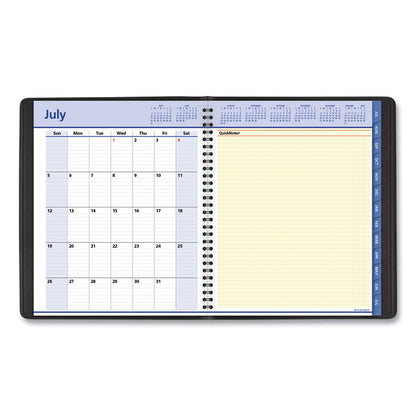 QuickNotes Weekly/Monthly Planner, 10 x 8, Black Cover, 12-Month (July to June): 2025 to 2026