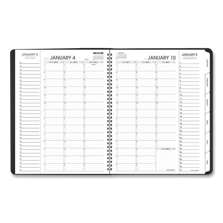 Triple View Weekly Vertical-Column Format Appointment Book, 11 x 8.25, Black Cover, 12-Month (Jan to Dec): 2026