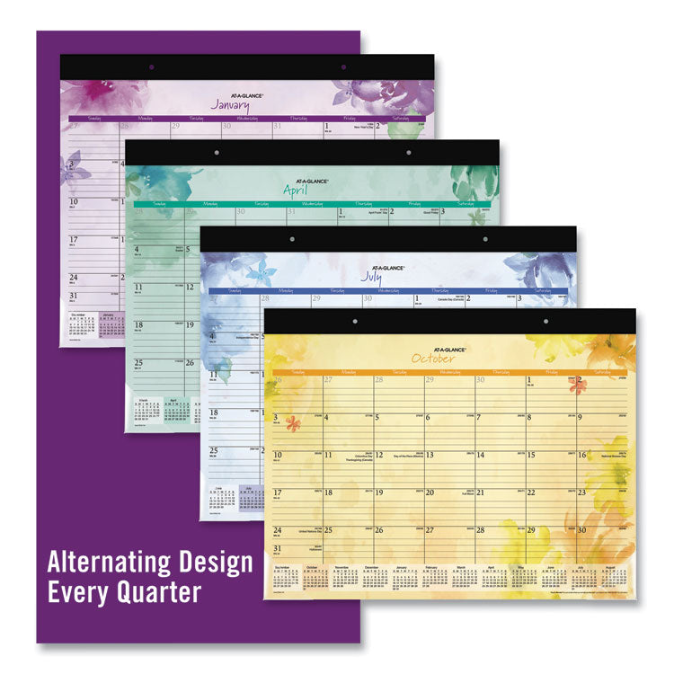 Beautiful Day Desk Pad Calendar, Floral Artwork, 21.75 x 17, Assorted Color Sheets, Black Binding, 12-Month (Jan-Dec): 2026