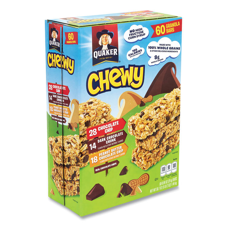 Granola Bars, Chewy Chocolate Chip, 0.84 oz Bar, 60 Bars/Box