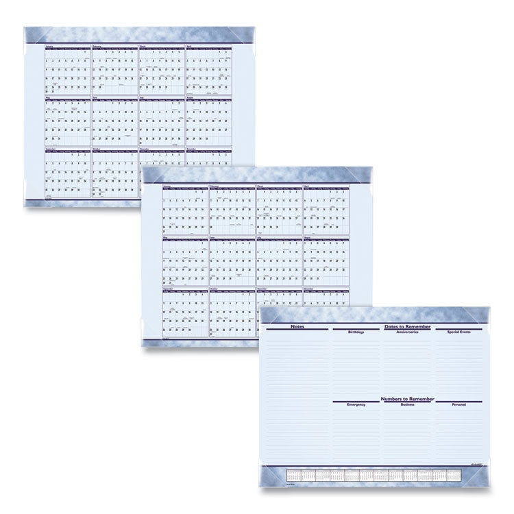 Slate Blue Desk Pad, 22 x 17, Blue Sheets, Clear Corners, 12-Month (Jan to Dec): 2026