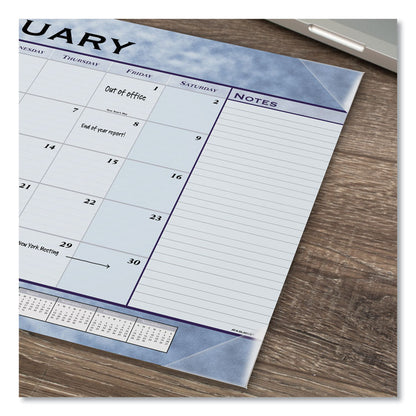 Slate Blue Desk Pad, 22 x 17, Blue Sheets, Clear Corners, 12-Month (Jan to Dec): 2026