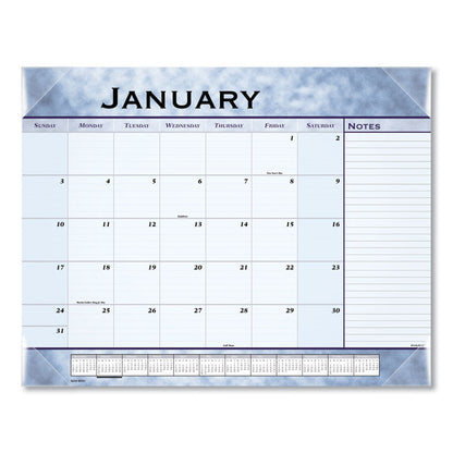 Slate Blue Desk Pad, 22 x 17, Blue Sheets, Clear Corners, 12-Month (Jan to Dec): 2026