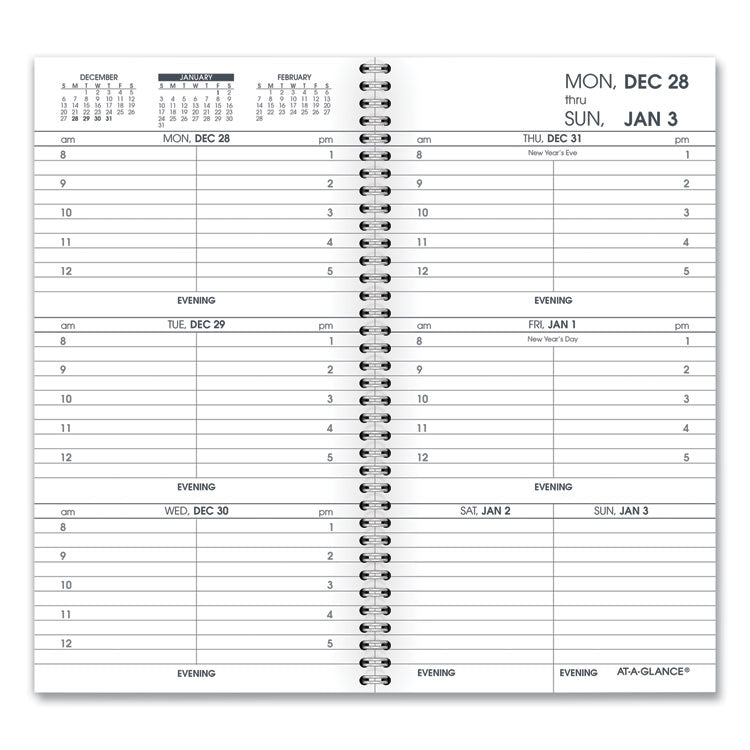 Weekly Appointment Book Refill Hourly Ruled, 6.25 x 3.25, White Sheets, 12-Month (Jan to Dec): 2026