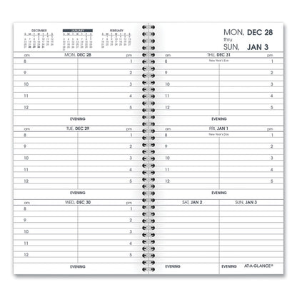 Weekly Appointment Book Refill Hourly Ruled, 6.25 x 3.25, White Sheets, 12-Month (Jan to Dec): 2026