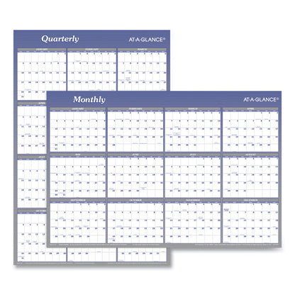 Vertical/Horizontal Erasable Quarterly/Monthly Wall Planner, 24 x 36, White/Blue Sheets, 12-Month (Jan to Dec): 2026