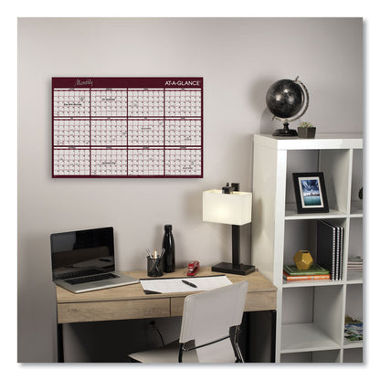 Reversible Horizontal Erasable Wall Planner, 48 x 32, Assorted Sheet Colors, 12-Month (Jan to Dec): 2026
