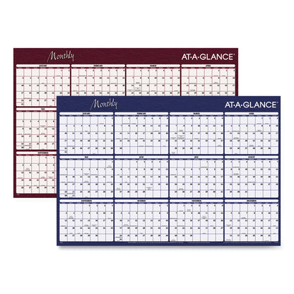 Reversible Horizontal Erasable Wall Planner, 48 x 32, Assorted Sheet Colors, 12-Month (Jan to Dec): 2026