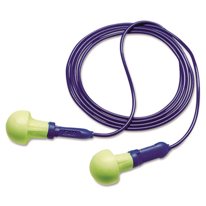 E-A-RPush-Ins Earplugs, Corded, Reusable, 28 dB NRR, One Size Fits Most, Yellow Spherical Pod Plugs, 100/Box