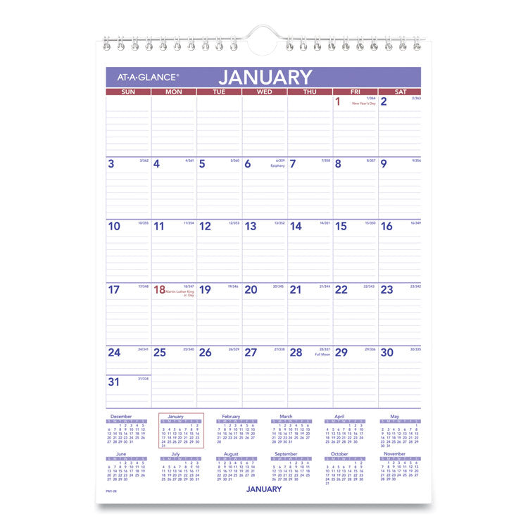 Monthly Wall Calendar with Ruled Daily Blocks, 8 x 11, White Sheets, 12-Month (Jan to Dec): 2026
