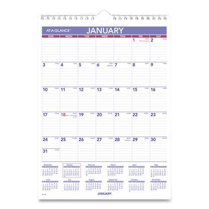 Monthly Wall Calendar with Ruled Daily Blocks, 8 x 11, White Sheets, 12-Month (Jan to Dec): 2026