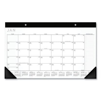 Contemporary Monthly Desk Pad, 18 x 11, White Sheets, Black Binding/Corners,12-Month (Jan to Dec): 2026