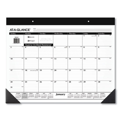 Monthly Refillable Desk Pad, 22 x 17, White Sheets, Black Binding, Black Corners, 12-Month (Jan to Dec): 2026